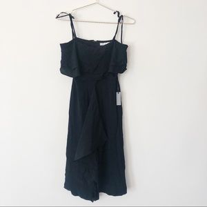 NWT Lovers + Friends Black Ruffle Midi Dress